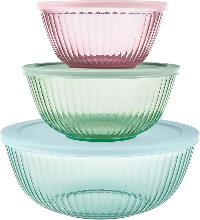 Pyrex Colors Sculpted Tinted Glass Mixing Bowls by Pyrex
