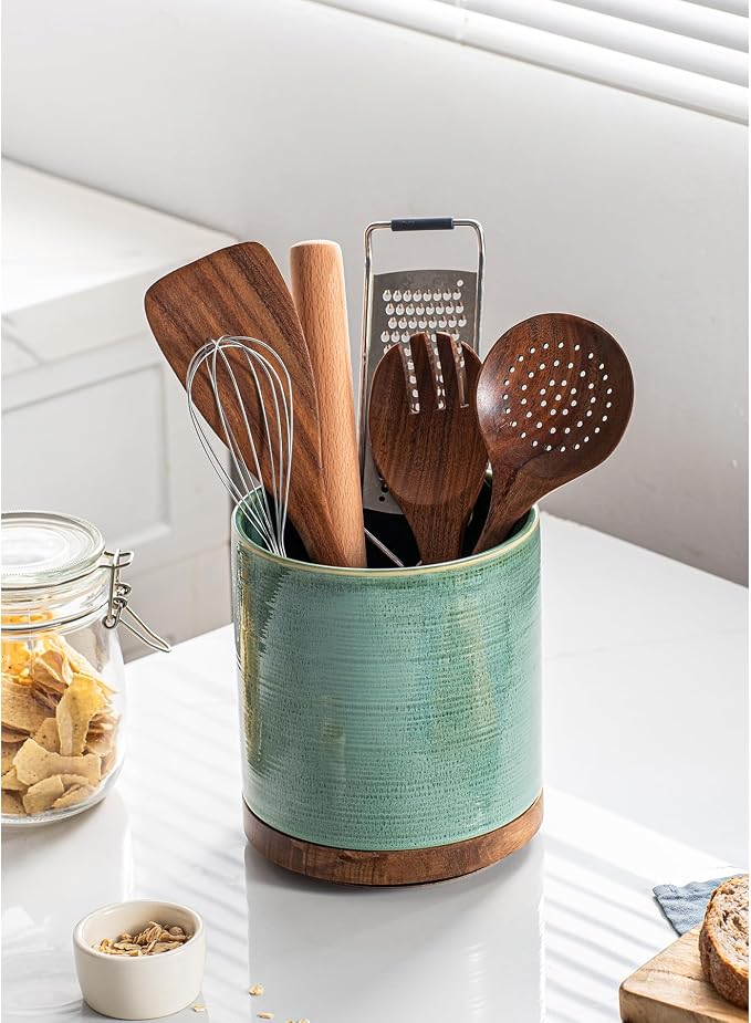 Utensil Holder, 360° Rotating Extra Large Ceramic Kitchen Utensil Holder - Image 3