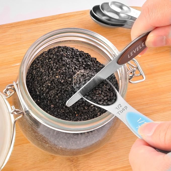 EDELIN Measuring Cups and Magnetic Measuring Spoons Set, Stainless Steel 5 Cups - Image 2