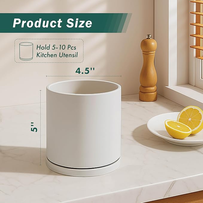 D'vine Dev 360° Rotating Utensil Holder – 5" Kitchen Utensil Crock - Image 2