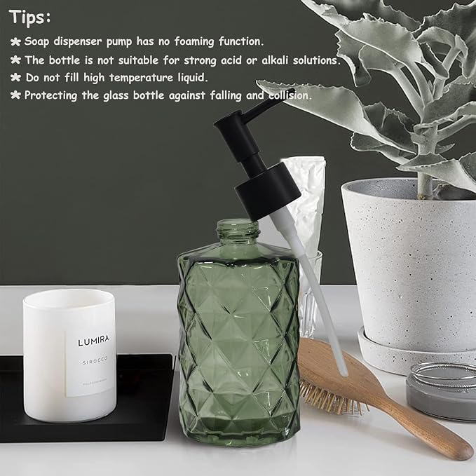 Green Glass Soap Dispenser - Image 6