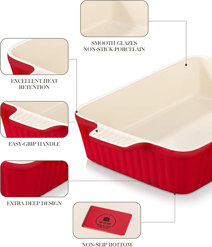 MALACASA 4.4 QT Baking Dish, 9x13 Large Casserole Dish - Image 5