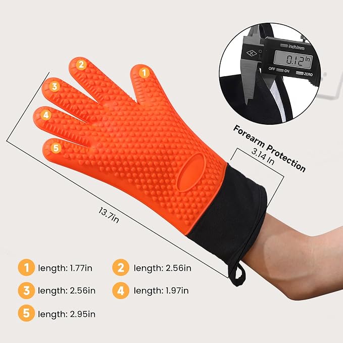 GEEKHOM BBQ Gloves Heat Resistant Oven Mitts - Image 8