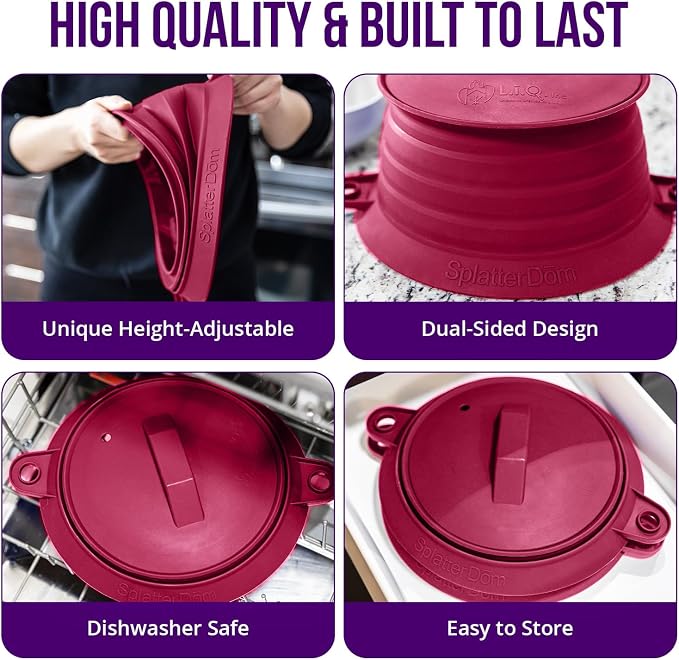 L.I.Q Silicone Splatter Guard – Fits 8 and 10 Inch Pots – Microwave Safe and - Image 4