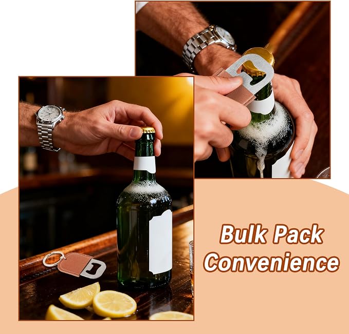 24 Pack Leather Bottle Opener, Bulk Bottle Opener Keychain, Blank PU Leather - Image 7