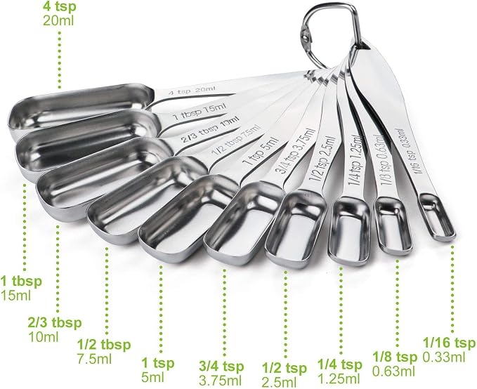 FANGSUN Narrow Measuring Spoons Set of 10, Heavy-Duty Stainless Steel Measuring - Image 5