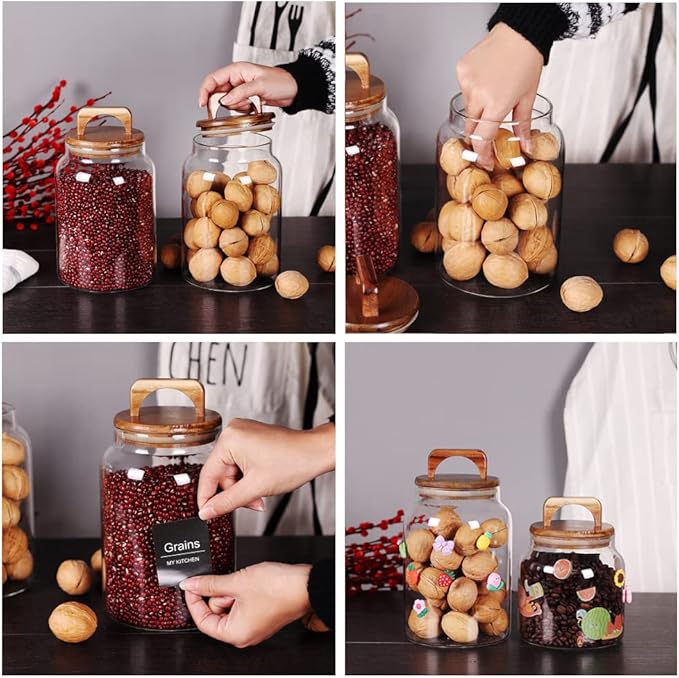 SAIOOL Canister Set of 2, Glass Kitchen Canisters - Image 3