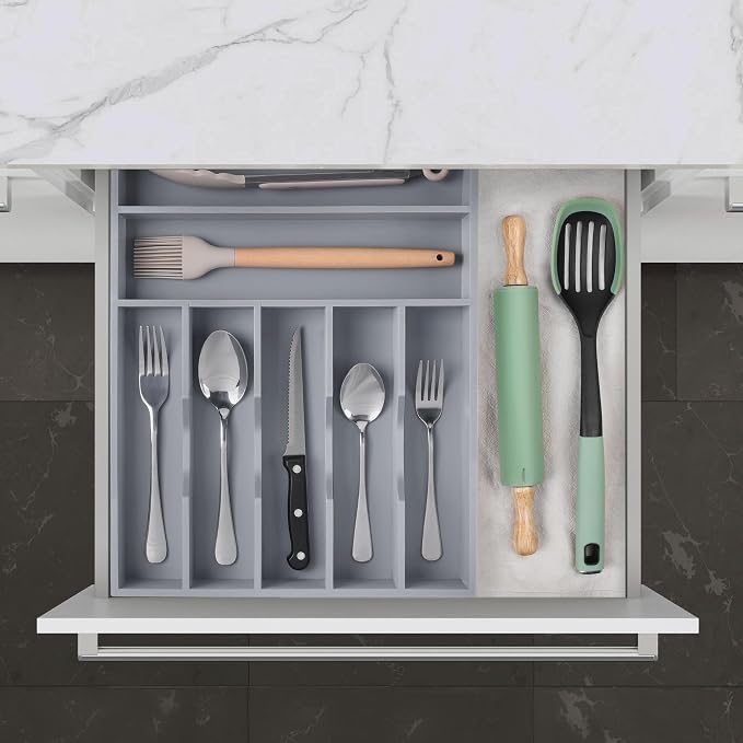 Kitchen Bamboo Silverware Organizer, Kitchen Drawer Organizer - Image 9