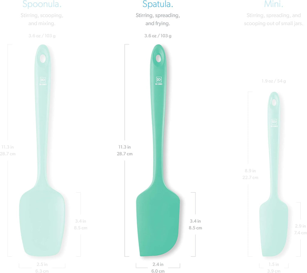 DI ORO Large Silicone Spatula - 600F Heat Resistant, Mint