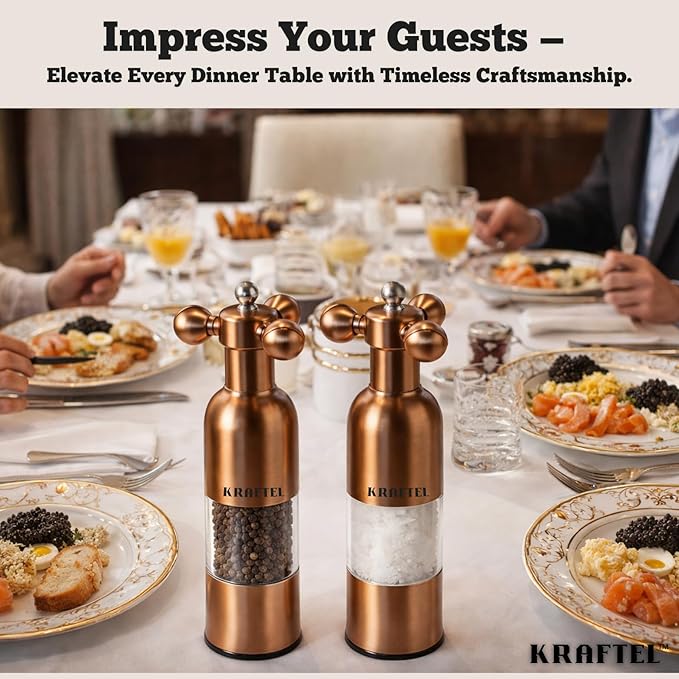 Premium 8" Salt and Pepper Grinder 2PK. Large Peppermill - Image 3
