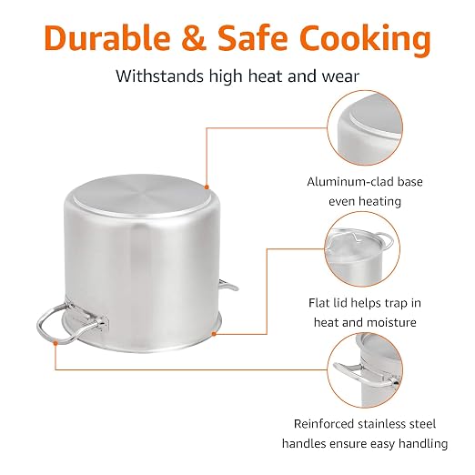 Amazon Basics 12 Quarts Stainless Steel Aluminum-Clad Stock Pot - Image 2