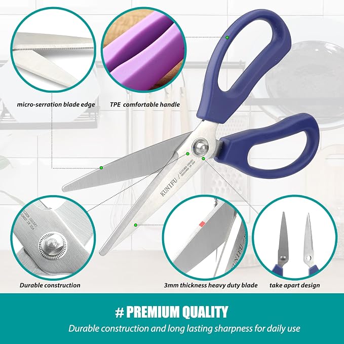 KUNIFU Kitchen Scissors, All Purpose Kitchen Shears, Heavy Duty Come Apart - Image 2