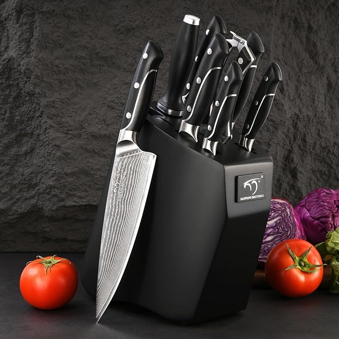 Damascus Kitchen Knife Sets, 9 Pieces Kitchen Knives Set - Image 6