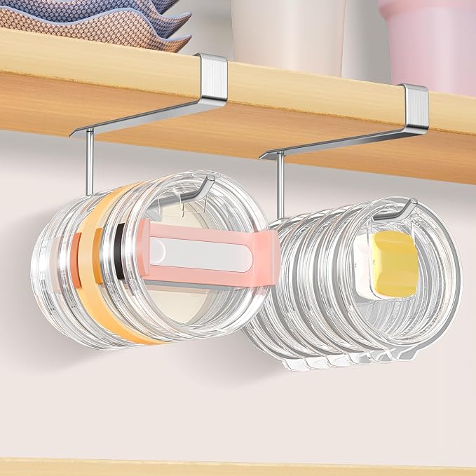 2 Pack Tumbler Lid Organizer, Under Cabinet Cup Lid Holder - Image 8