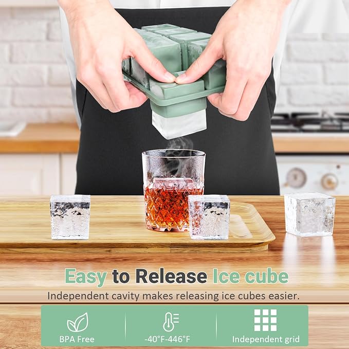 Large Ice Cube Trays for Whiskey: GGOW Big Silicone Ice Cube Trays - Image 2