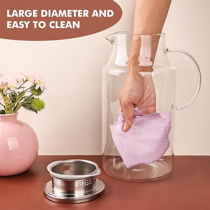 128oz Glass Pitcher with Lid, 1 Gallon Glass Water Pitcher Hot/Cold Water Jug - Image 3