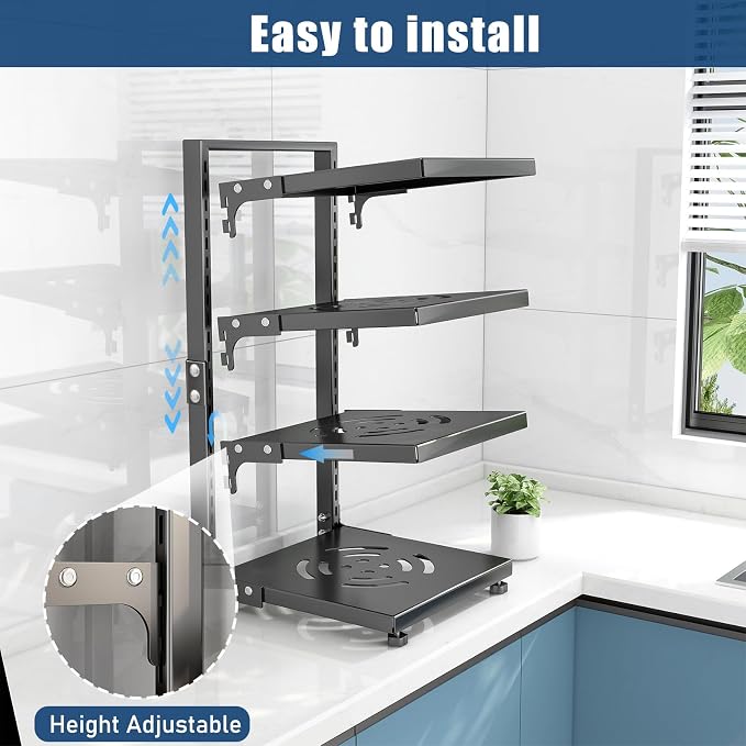 Pot Rack Organizers：CASONNIK 7-Tier Adjustable Heavy Duty Pan Organizer Rack - Image 6