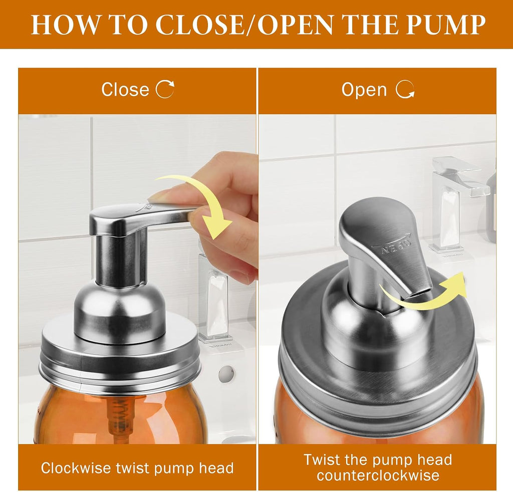 Amolliar Plastic Mason Jar Foaming Soap Dispenser Pump Lid