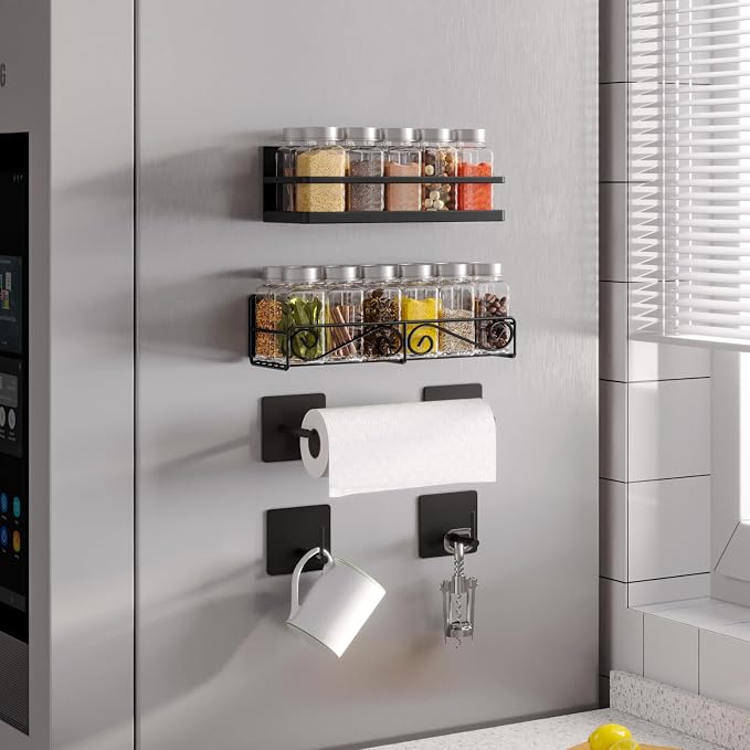 Magnetic Spice Rack for Refrigerator, 4 Pack Strong Magnetic Shelf for Spices - Image 4