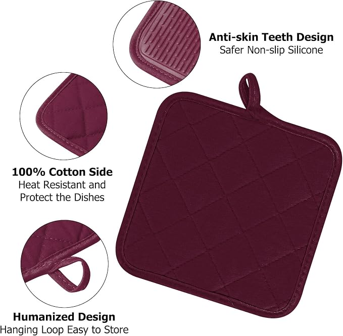 Oven Mitts and Pot Holders Set, Heat Resistant Silicone Kitchen Mini Oven - Image 4