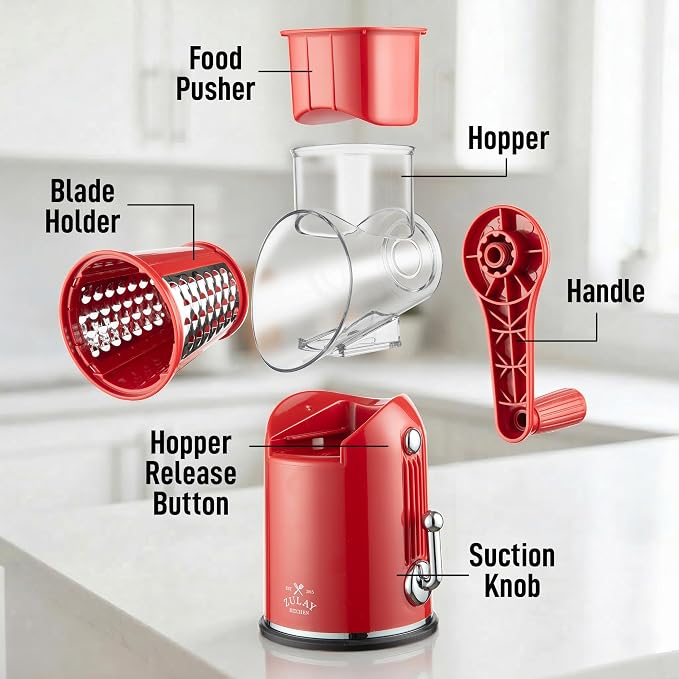Zulay Kitchen Rotary Cheese Grater 5 Blade Cheese Shredder - Image 9