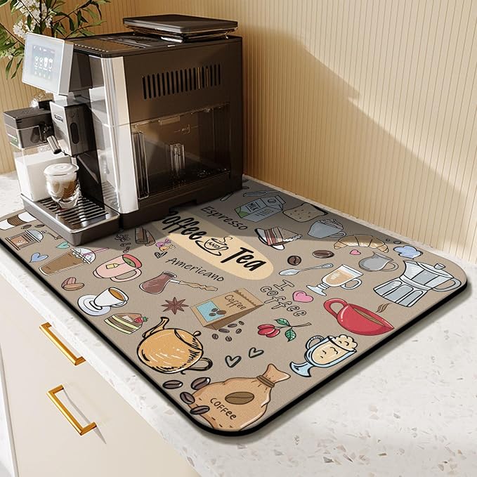 Coffee Bar Mat Accessories for Countertop Super Absorbent Anti-Slip Silicone - Image 3