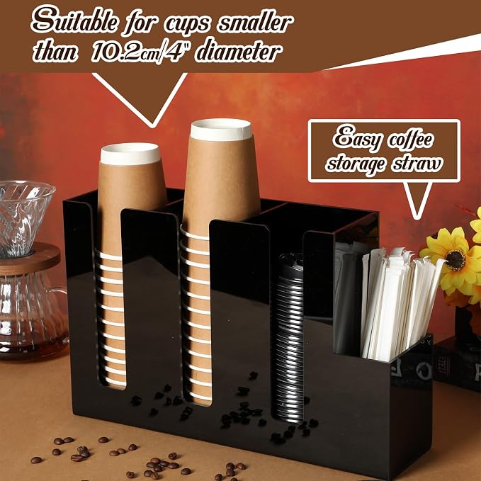 Cunhill 4 Compartments Acrylic Coffee Cup and Lid Storage Organizer Holder - Image 4