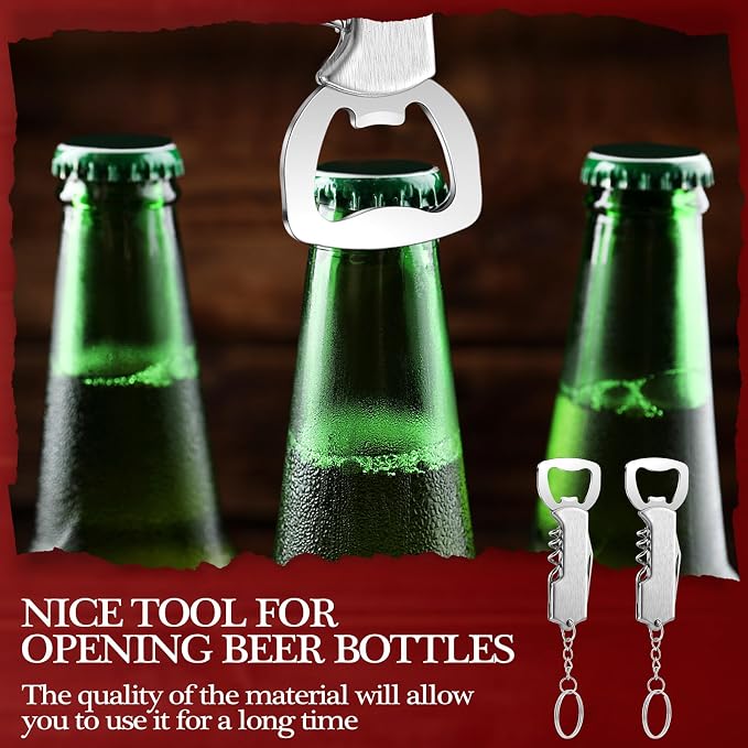 Ziliny 24 Pcs Bottle Opener Keychain Bulk Wine Bottle Beer Opener Keychain - Image 5