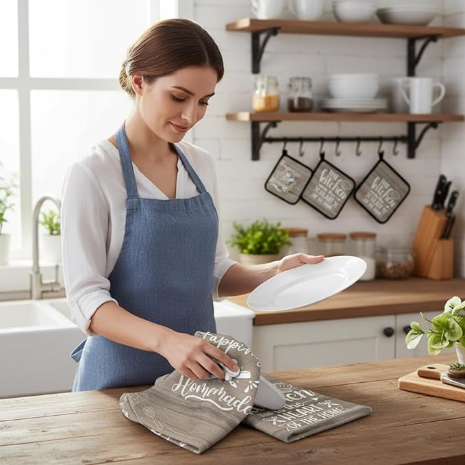 Sratte 6 Pcs Kitchen Decor Accessories Set Farmhouse Towels Pot Holders Oven - Image 3