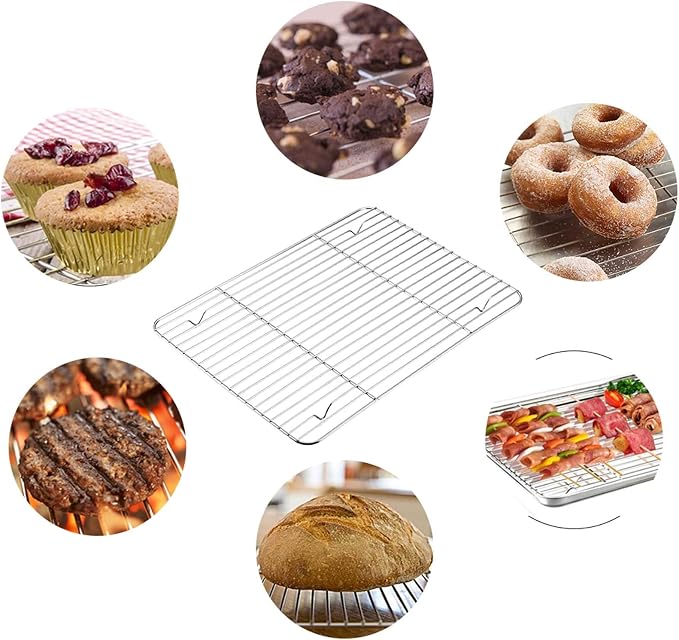 TeamFar Baking Pan with Rack Set of 4, 12.5’’ x 9.5’’ Stainless Steel Toaster - Image 5