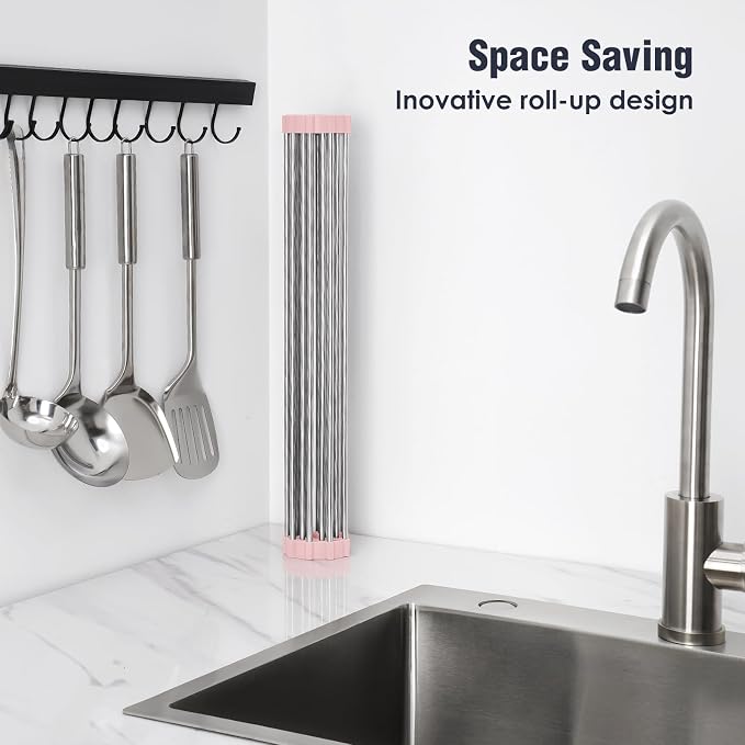 Tomorotec 17.7" x 12.5" Roll Up Dish Drying Rack Over Sink Drying Rack Sink - Image 3