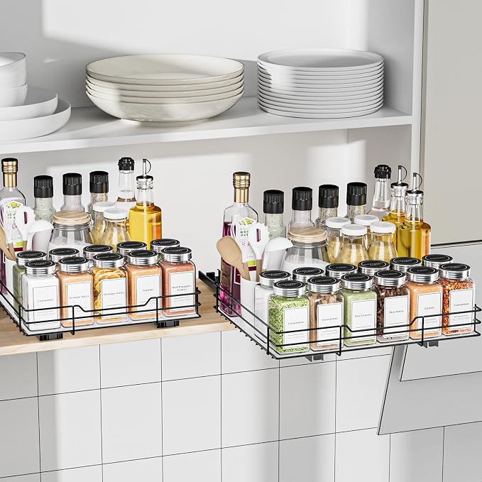BOIVSHI Spice Rack Organizer for Cabinet, 1 Tier Pull Out Spice Rack, Spice - Image 8
