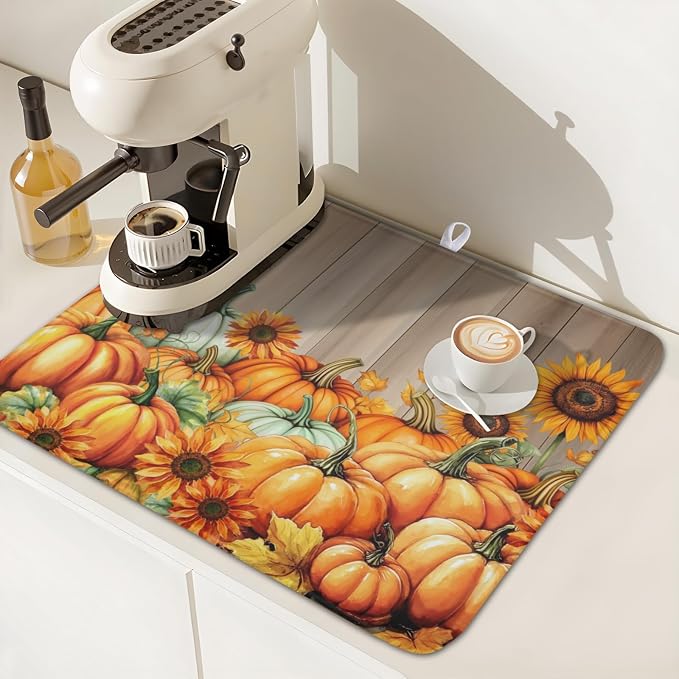 Fall Orang Pumpkin Dish Drying Mat - Image 7