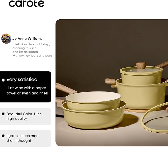 CAROTE 24pcs Ceramic Cookware Set, Pots and Pans Non Stick Kitchen Cookware Sets - Image 6