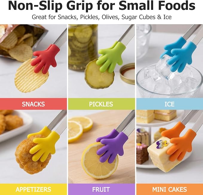 Shindel 12PCS Mini Tongs, 5.1 Inch Silicone Small Tongs - Image 3