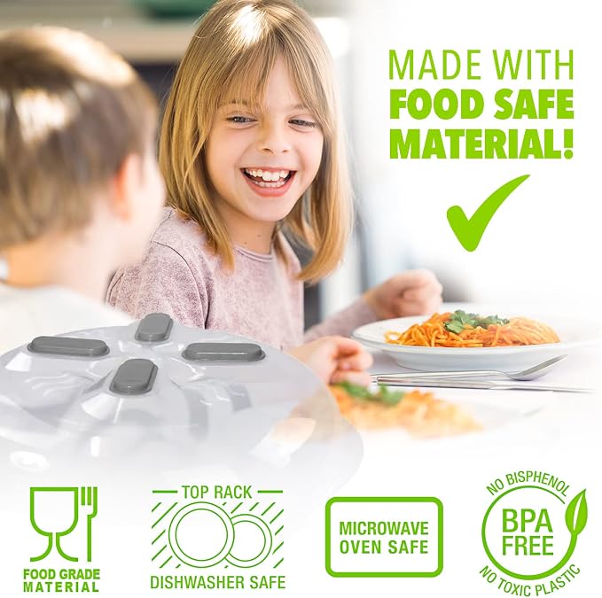 HOVER COVER Magnetic Splatter Cover, 12-Inch Clear BPA-Free Food Lid, Vented - Image 7