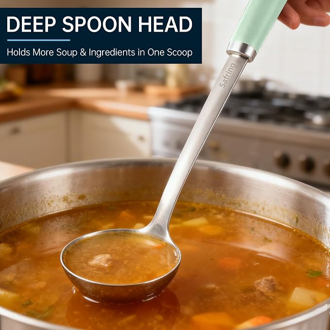 Safring Stainless Steel Soup Ladle and Spaghetti Spoon Set, Heat Resistant - Image 5