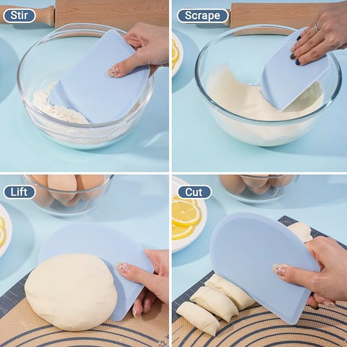 Silicone Dough Scraper with Stainless Steel Sheet, Curved Edge Flexible Bowl - Image 5