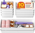 10 Pack Large Size Plastic Drawer Organizers Set, 3 Sizes Desk Drawer Organizer by Unknown