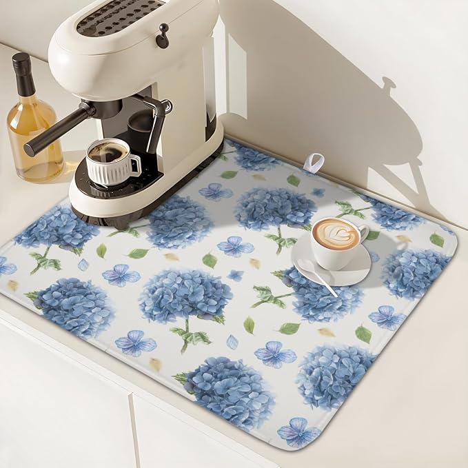 Spring Summer Hydrangea Dish Drying Mat - Image 7