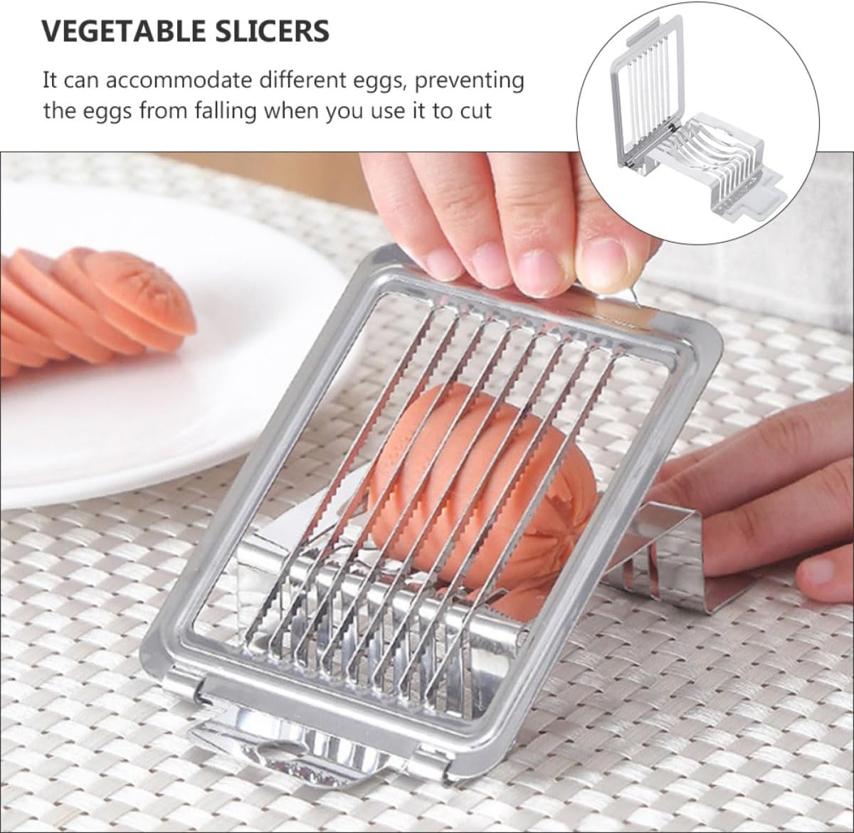 Stainless Steel Egg Slicer Silver Xmas with 8 Cutting Wires