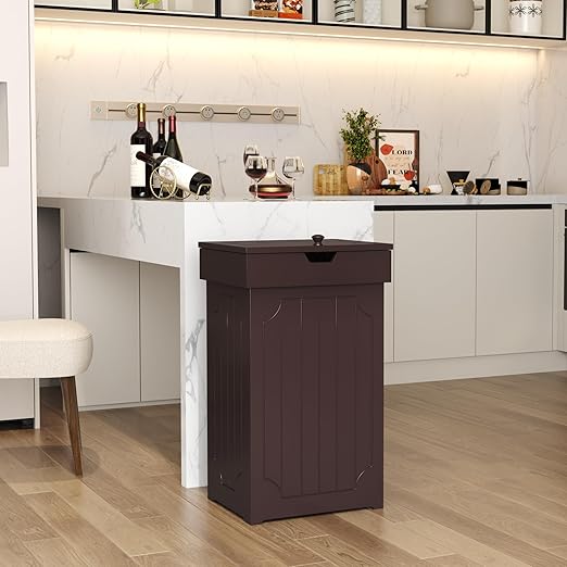 Function Home Trash Can Cabinet, 13 Gallon Kitchen Garbage Can, Wood Recycling - Image 2