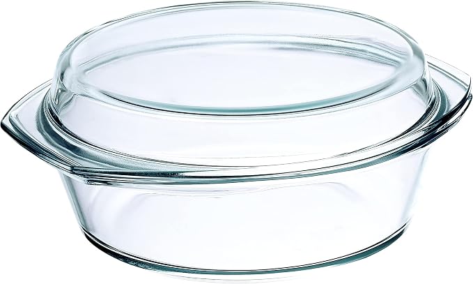 Simax Casserole Dish with Lid, 2.5 Quart Round Glass Casserole Dishes by SIMAX
