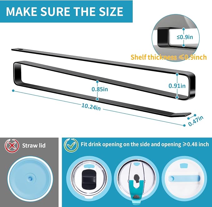 Shallow Tumbler Lid organizers for Cabinet, Space Saving Yeti Tumbler Lid Holder - Image 7