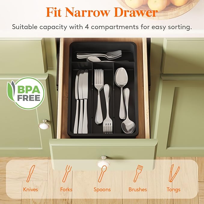 Lifewit Silverware Drawer Organizer Tray, Plastic Cutlery Storage - Image 3