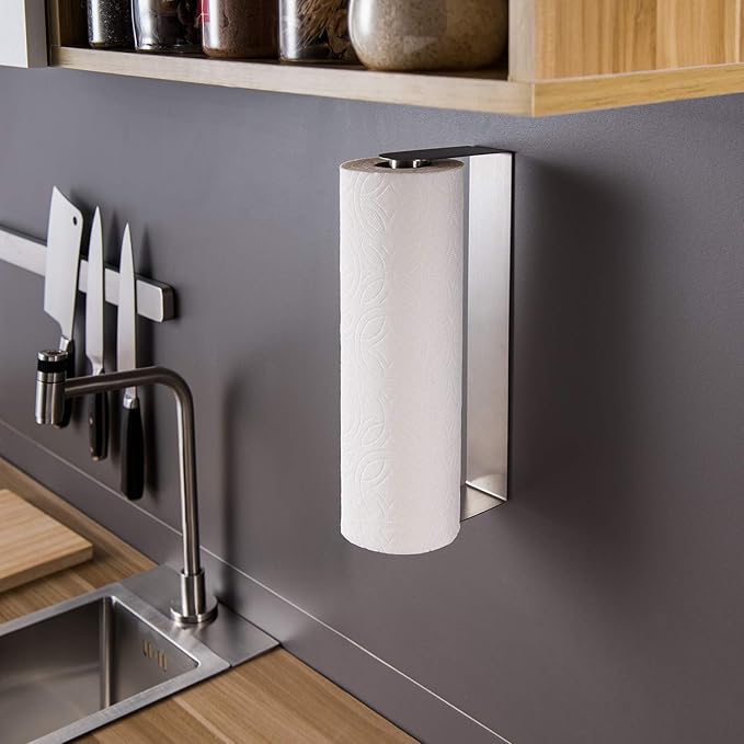 ZUNTO Paper Towel Holder Under Cabinet Self Adhesive Paper Towel Rack, - Image 3