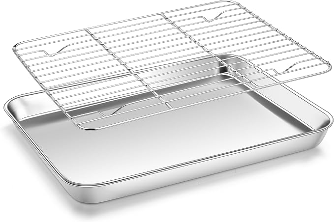 Homikit Quarter Sheet with Rack, 9x13 Stainless Steel Baking Pan with Wire by Homikit