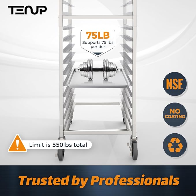 TenUp 20-Tier NSF Aluminum Sheet Pan Rack, Commercial Bakery Cooling & Storage - Image 4