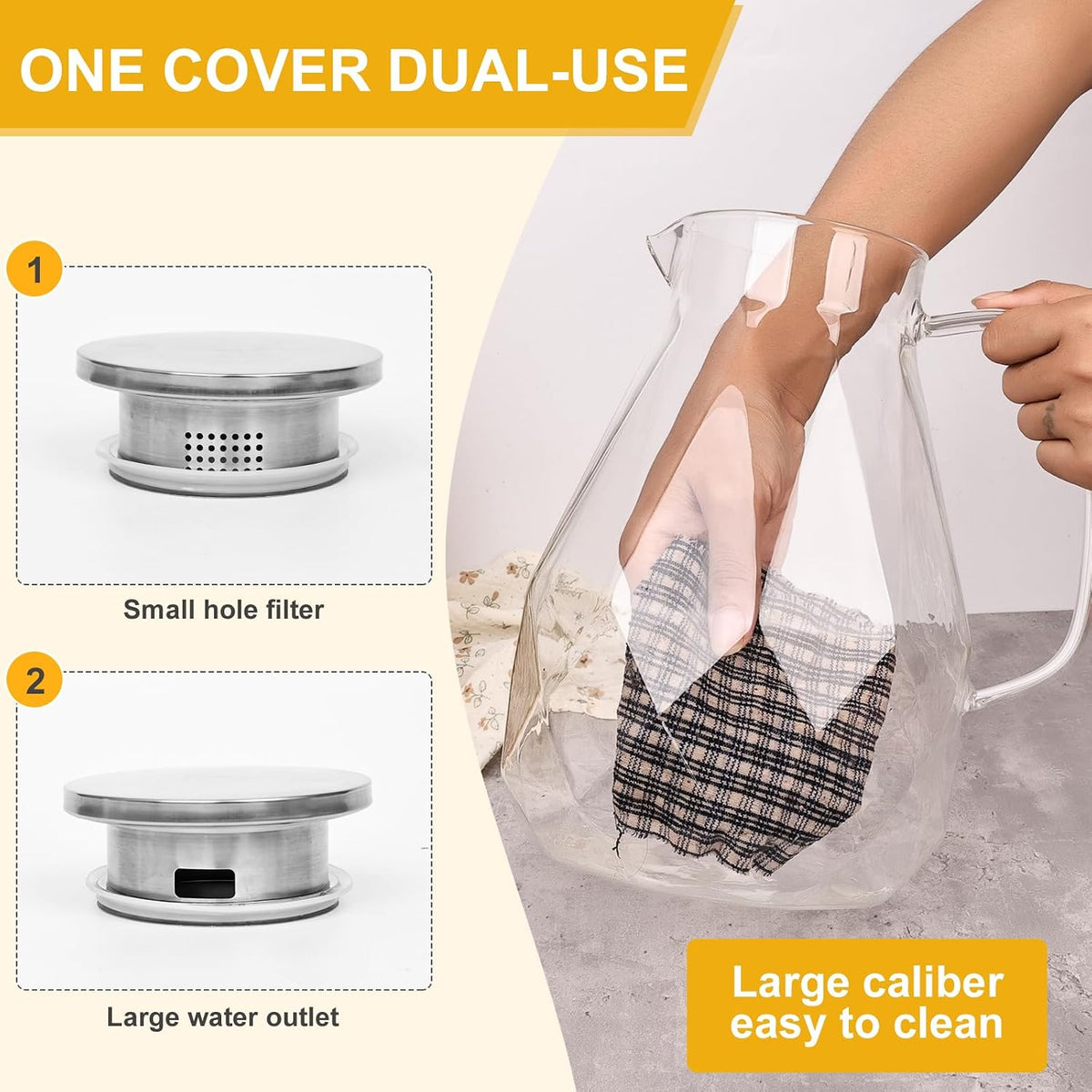 Glass Pitcher with Lid,1 Gallon Glass Water Pitcher Hot/Cold Water