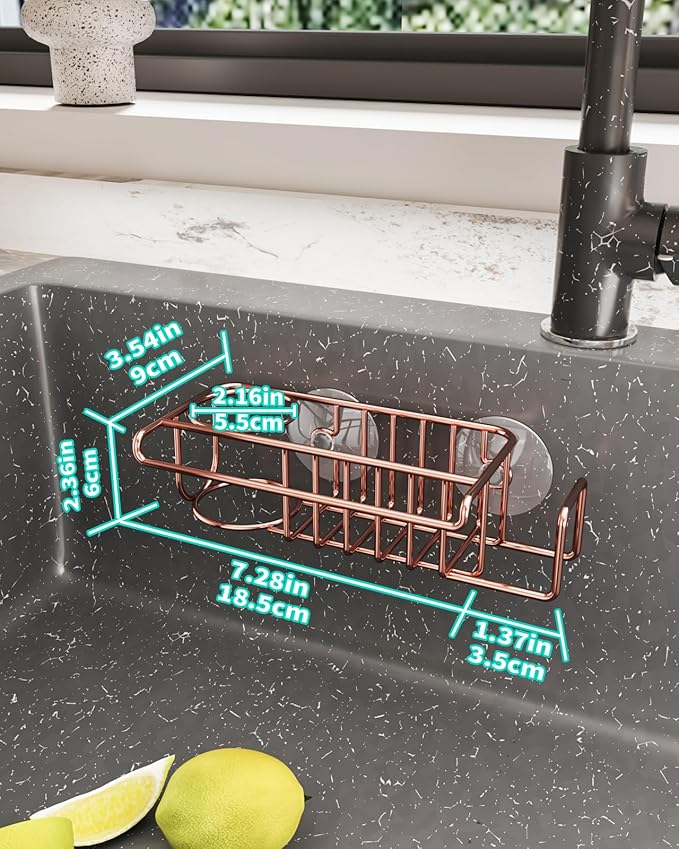 HapiRm Sponge Holder for Kitchen Sink, No Drill Kitchen Sink Caddy Organizer - Image 5